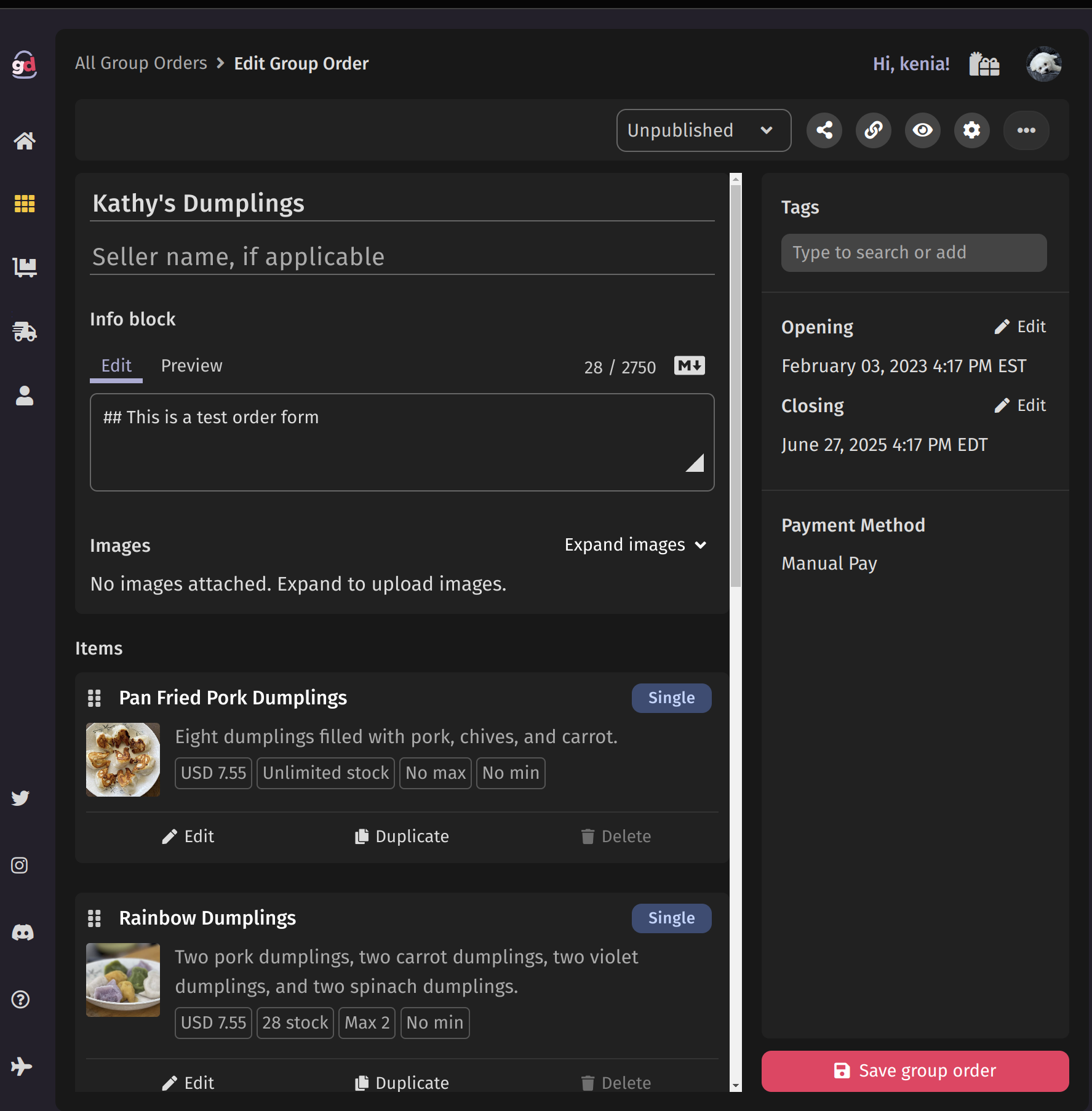 screenshot of gomdrop's form editor